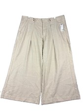 NWT Pilcro Pants Women s 32 Beige Linen Blend Wide Leg Pleated Anthropologie