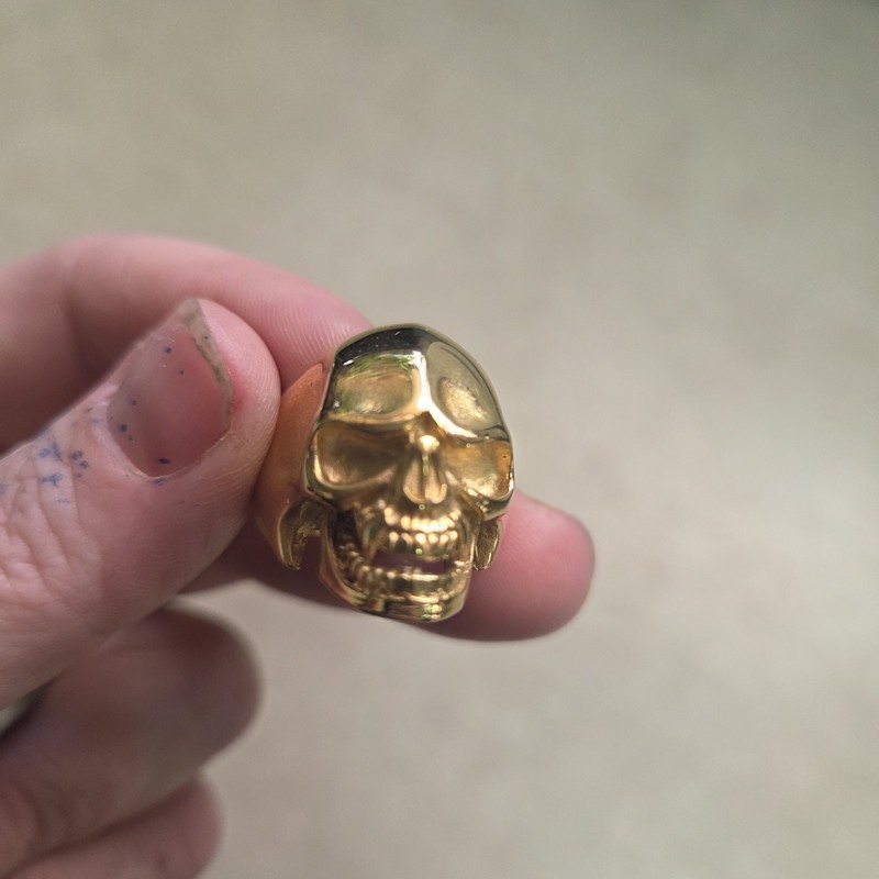 Gold Skull Ring Stainless Steal Size 8