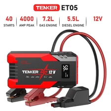 Car Jump Starter 4000A Portable Jump Starter 12V Lithium Battery Up to 7.2L Gas