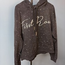 Medium - First Row Rhinestone Logo Hoodie Men...