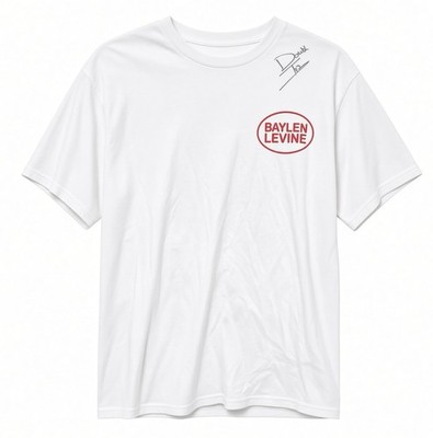 Baylen Levine Never Grow Up Tour Graphic T-Shirt White/Red Crew Neck Mens signed