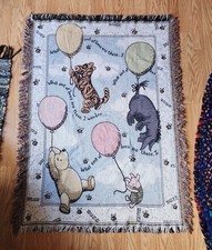 Classic Winnie The Pooh Balloons Piglet Tigger Eeyore Blanket Tapestry Nursery