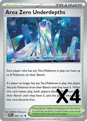 (x4) Area Zero Underdepths 094/131 Prismatic Evolutions Pokemon TCG PLAYSET 4x