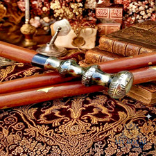 Handmade Wooden Walking Stick Brass 3 Part Sectioned Head Handle Vintage Cane