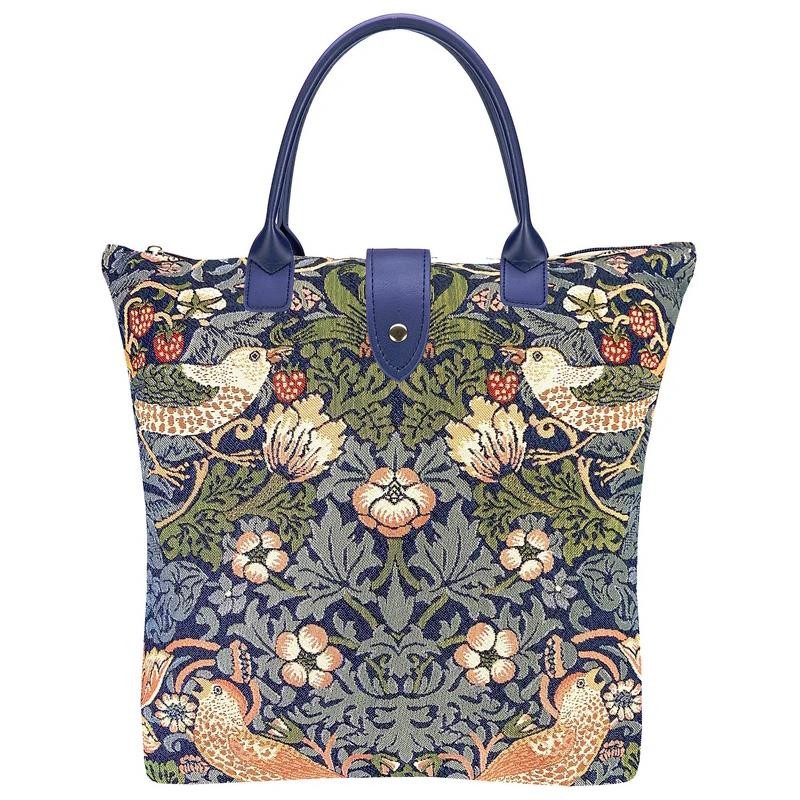 Womens Foldable Handbag Shopping Travel William Morris Strawberry Thief Blue
