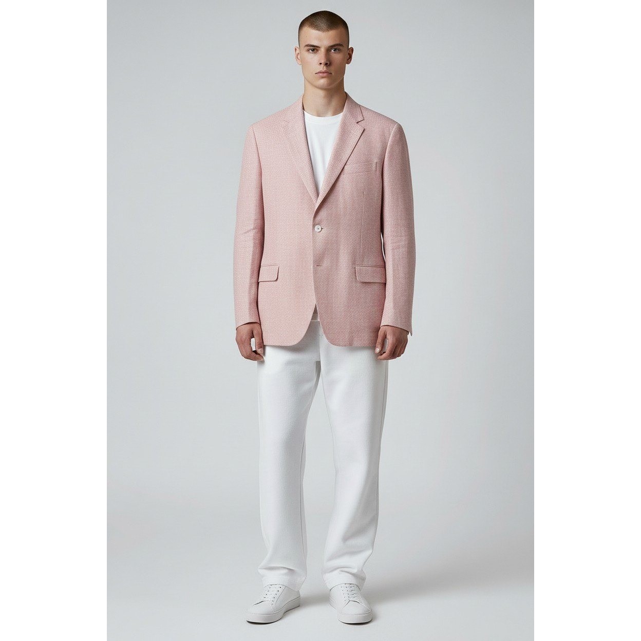 Jos A Bank Blazer Mens 50L Houndstooth Linen Wool Blend 2-Button Single Breast