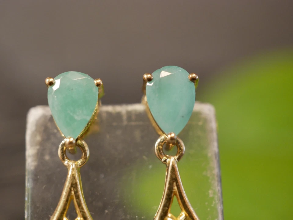 925 Silber Ohrringe Harry Ivens IV Designer Vergoldet Besatz Smaragd Zirkonia - Bild 4 von 4