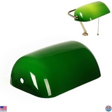 FIRVRE Green Glass Lamp Shade Replacement for Table Lamps - 8.85" Banker Design