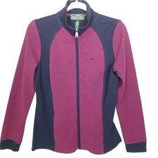 Ralph Lauren L-RL Active Women Striped Full Zip Jacket M Athletic Stretch Preppy