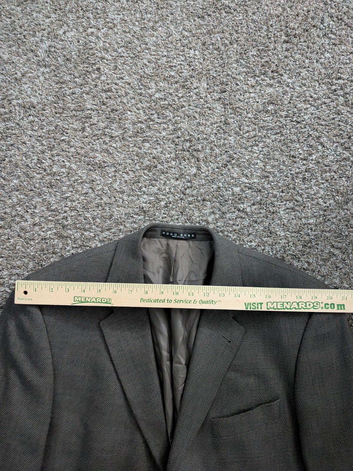 Boss Hugo Boss Blazer Jacket Coat 44L Vintage USA Wool Gray Brown Herringbone thumbnail 6