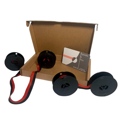 2x Facit TP1 / TP2 / Privat Typewriter Ribbon Red/Black w/ Guide & Gift Box
