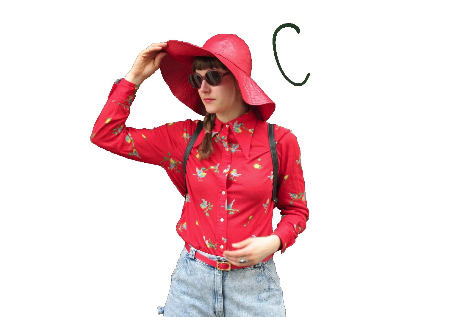 Sombreros vintage hippie de ala ancha 1970s para Mujer