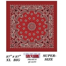 Hav-A-Hank XL RED PAISLEY BANDANA 27" Head Wrap Face Mask Neck Scarve Scarf