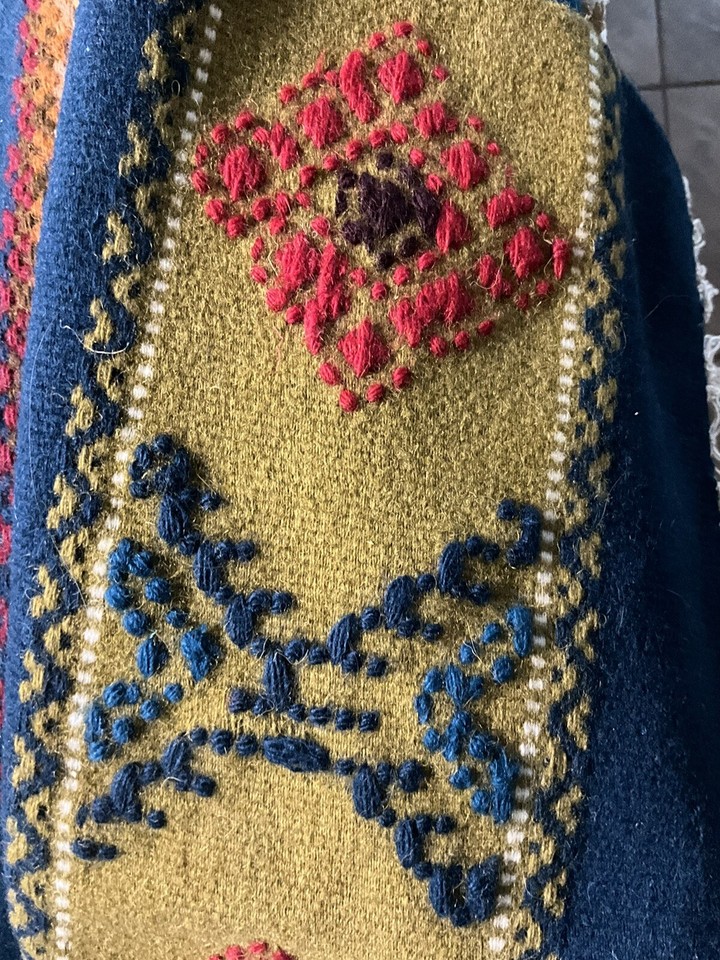 Antique Hand Woven Swedish Wool Table Runner / Rug / Curtain/ Wall Art