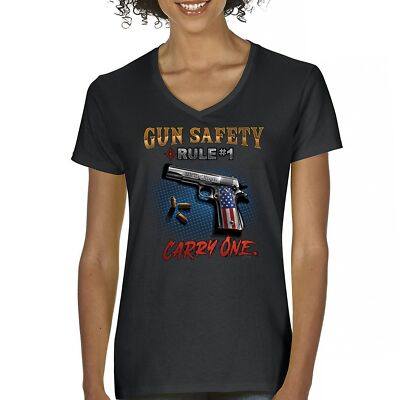 Gun Safety Rule Carry One Women's V-Neck T-shirt 2nd Amendment 2A Rights Tee
