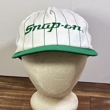 Vintage Snap-On Tools Rare White w Green Stripes Snapback Hat OSFM Made in USA