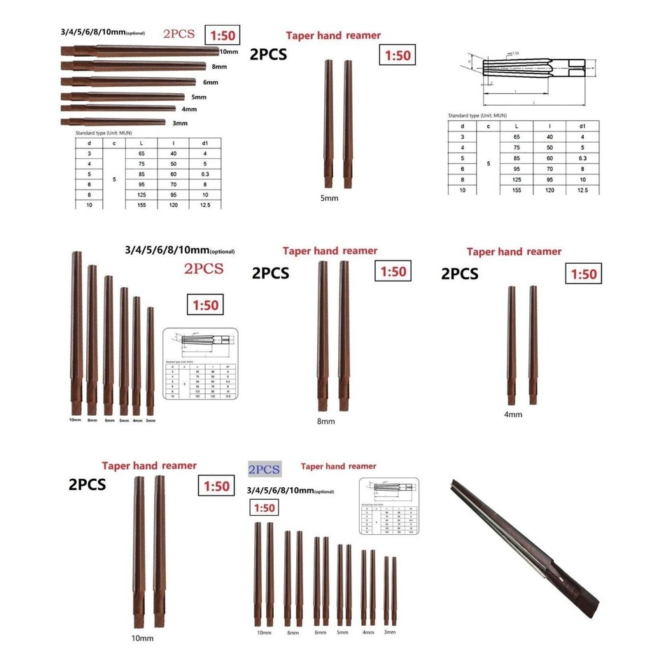 Reliable Taper Pin Hand Reamer 1 50 Conical Degree 2PCS Set HSS Alloy