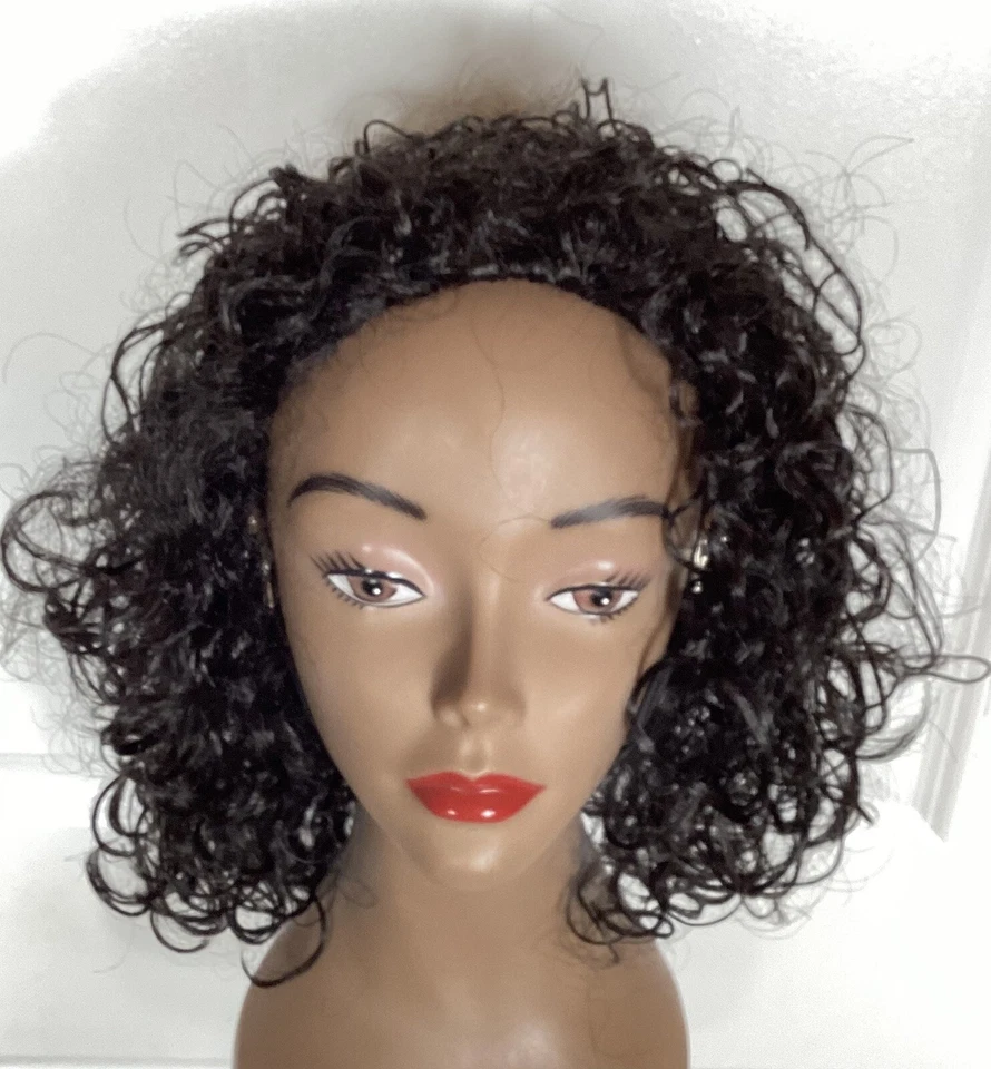 3/4 Wig Janet Collection BEYONCÉ #2 Almost Black Curly Long Reversible 7-2 - Image 3 of 4