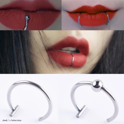 Fake Lippenpiercing Nasenring Lippenring Ohrring Edelstahl Piercing Helix 2erSet