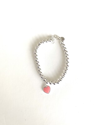Hochwertiges 925 Sterling Silber Luxus Mini Herz Anhänger 175 mm Perlen Armband