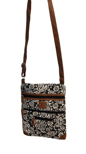 Stone Mountain Crossbody/Schultertasche Handtasche schwarz-weiß Blumen leicht