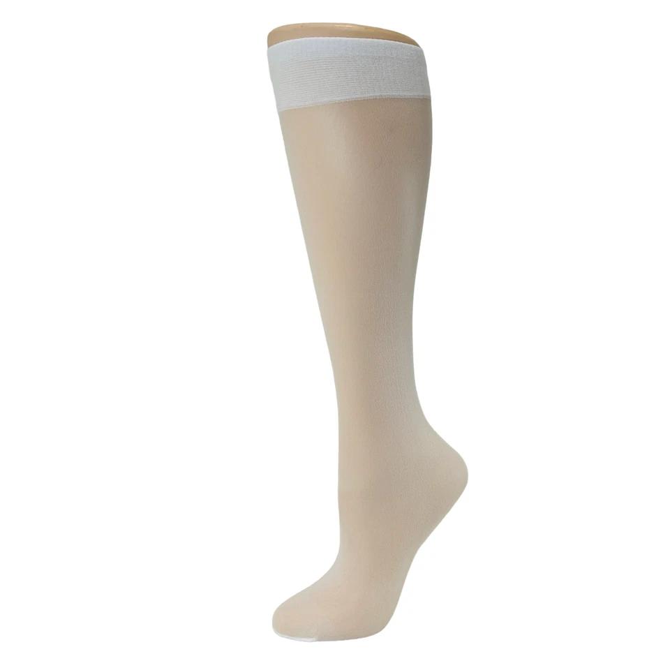 12 Pair Sheer Nylon Comfort Top Knee Highs Knee High Made In USA Choice of Color - Image 3 of 4