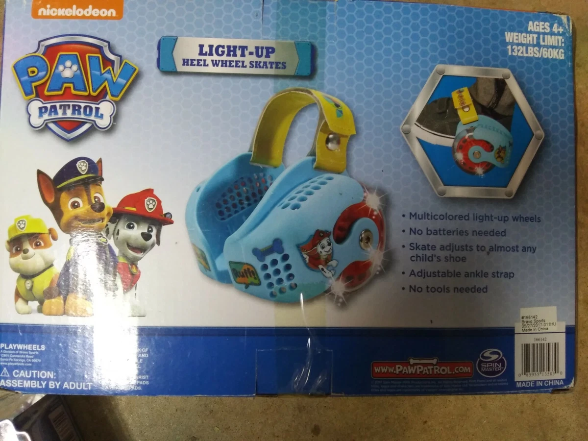 Nickelodeon Paw Patrol Light Up Heel Wheel Skates Adjustable Age 4+ NEW |  eBay