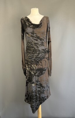 Peruvian Connection Abstraktes Asymmetrisches Langes Jerseykleid Gr. S UK 8-10