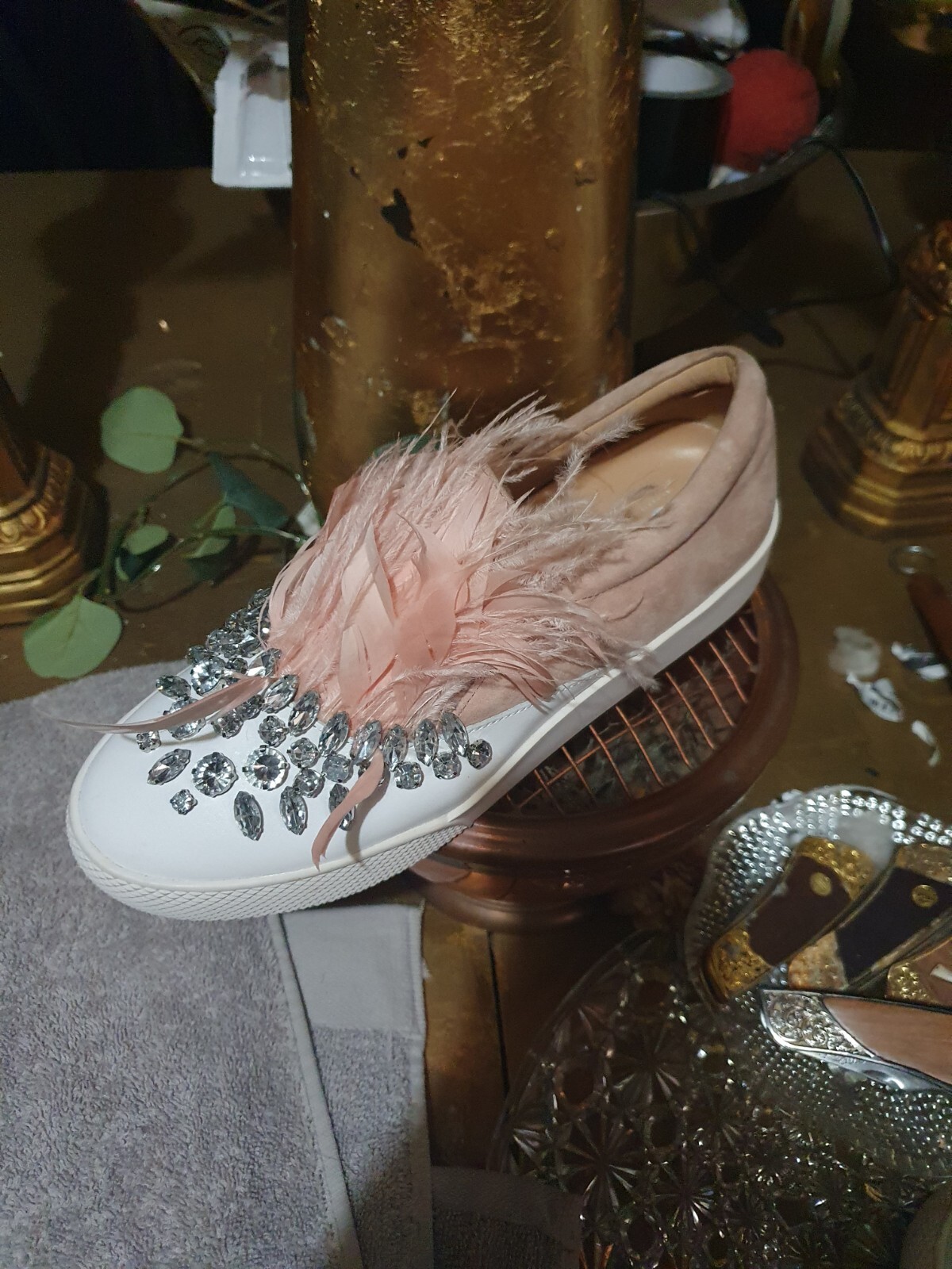 Ugg.. new ladies crystal oval and round encrusted..feathered Sneakers image 3