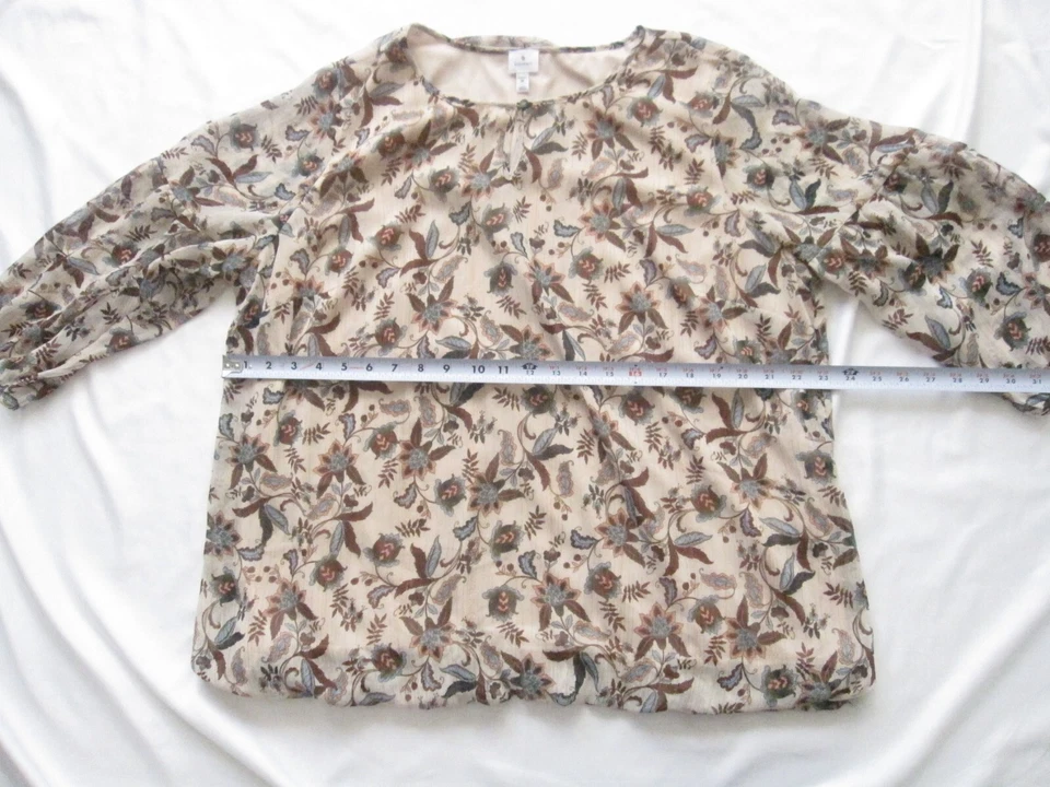 Women's Dress Barn Scoop Neck Polyester Long Sleeve Floral Blouse Sz 2X (WB112) - Image 4 of 4