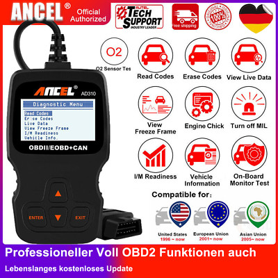 2024 ANCEL AD310 Profi KFZ OBD2 Diagnosegerät Auto Scanner Fehler Auslesegerät