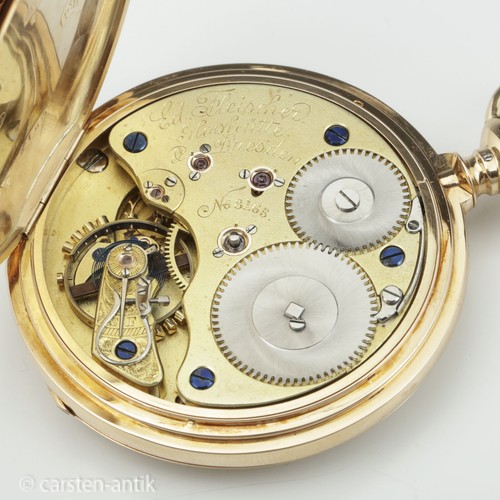 Richard Glaeser / Eduard Fleischer Glashütte & Dresden 1A 18k Taschenuhr ca 1887 - Bild 11 von 14