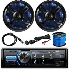 JVC KDX560BT Receiver, 2 x 6.5" 240W Speakers, Antenna, AUX Mount, Speaker Wire