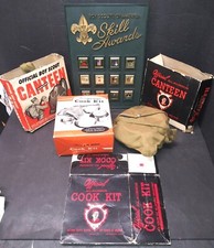 LOT vintage BSA/BOY SCOUTS OF AMERICA skill award display CANTEEN box COOK KIT