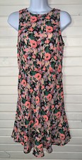 J. Crew Mercantile Sz 4 Floral Ruched Sleeveless Dress J4518 Rear Zipper EUC