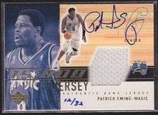 2003/04 UD ULTIMATE 15K GU/WORN GAME JERSEY AUTO PATRICK EWING SP/32 AUTOGRAPH