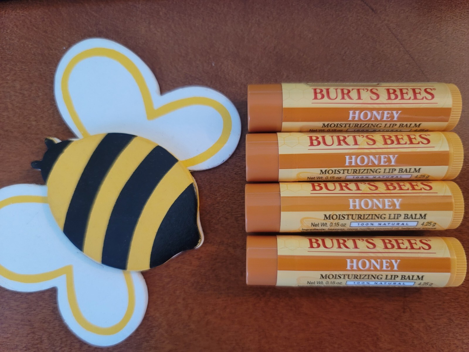 (4) pc Burt's Bees Honey Lip Balm  GREAT DEAL, BUY TODAY