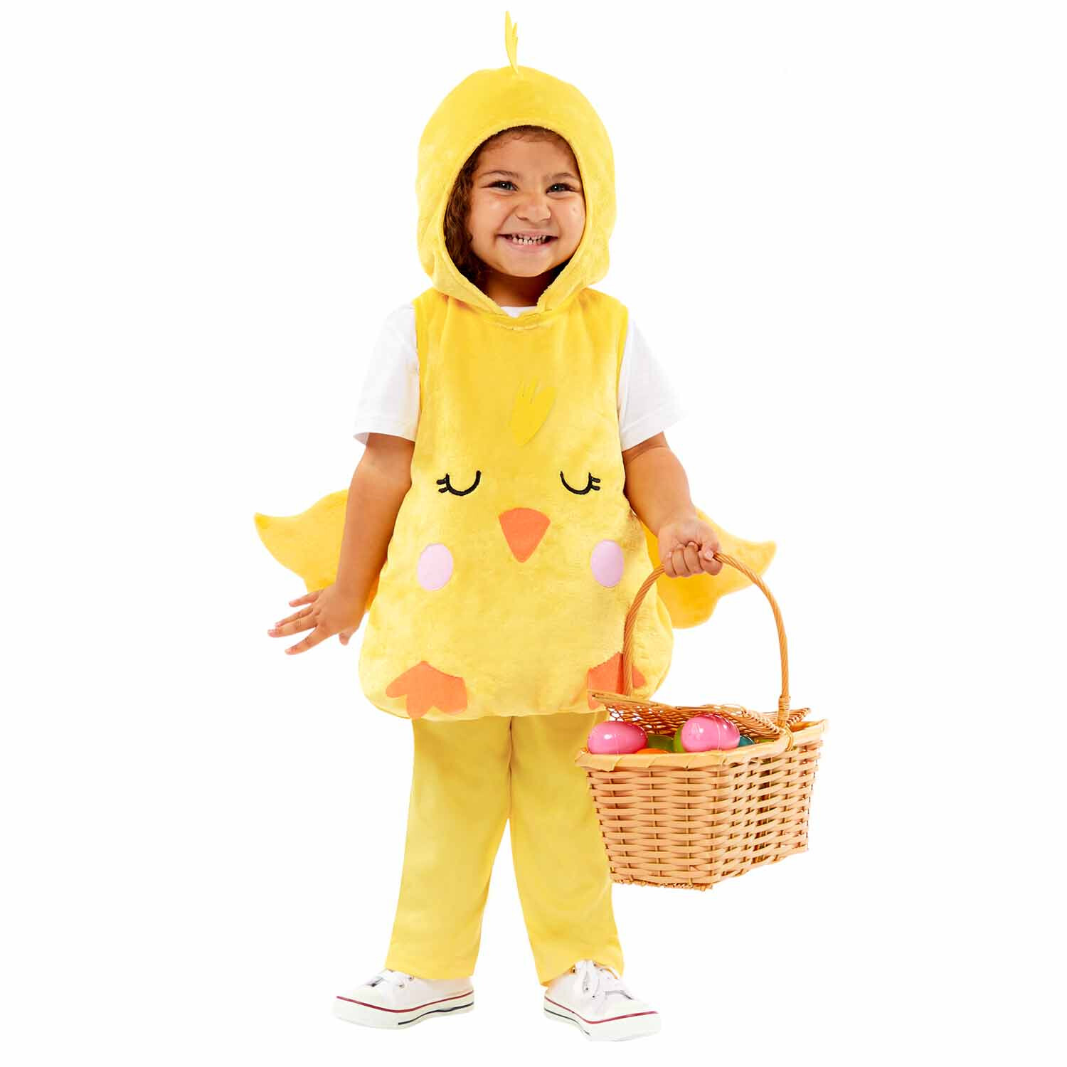 Disfraz de pollito de Pascua para niño felpa tabardo capucha y pantalones niños disfraz conjunto