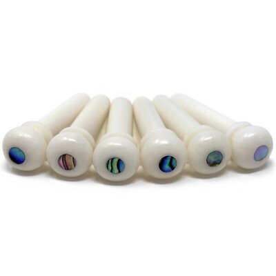 Crosby Unslotted Pure Bone Bridge Pins w/ Abalone Inlay for 6 & 12 String Guitar