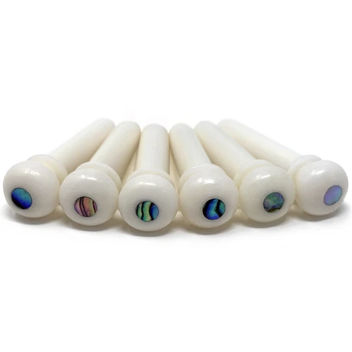 Unslotted Pure Bone Bridge Pins with Abalone Dot Inlay for 6 & 12 String Guitar