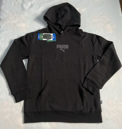 PUMA Boys Youth Fleece Pullover Hoodie Sweatshirt Black Large L 14/16 - Picture 2 of 6