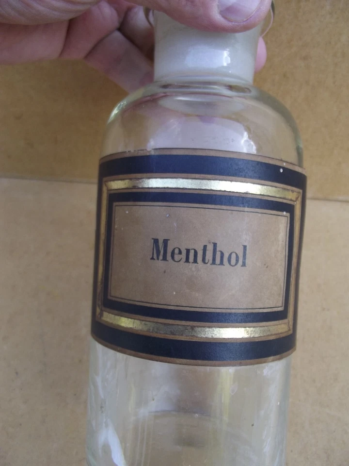 ancien flacon bouteille à pharmacie apothicaire en verre menthol Napoléon III - Photo 3/4