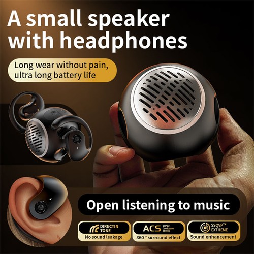 Wireless Headphones Bluetooth 5.4 Stereo Ear Hook Headset TWS Earphones Speaker - Photo 2 sur 13