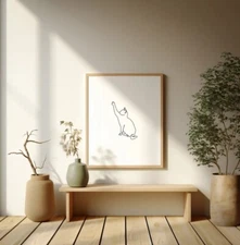 Line Art Cat Drawing , Cat Printable Wall Art, Minimalist Cat Wall Art