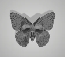 3d Model Stl File for CNC Router Laser Skull Butterfly 3D Model