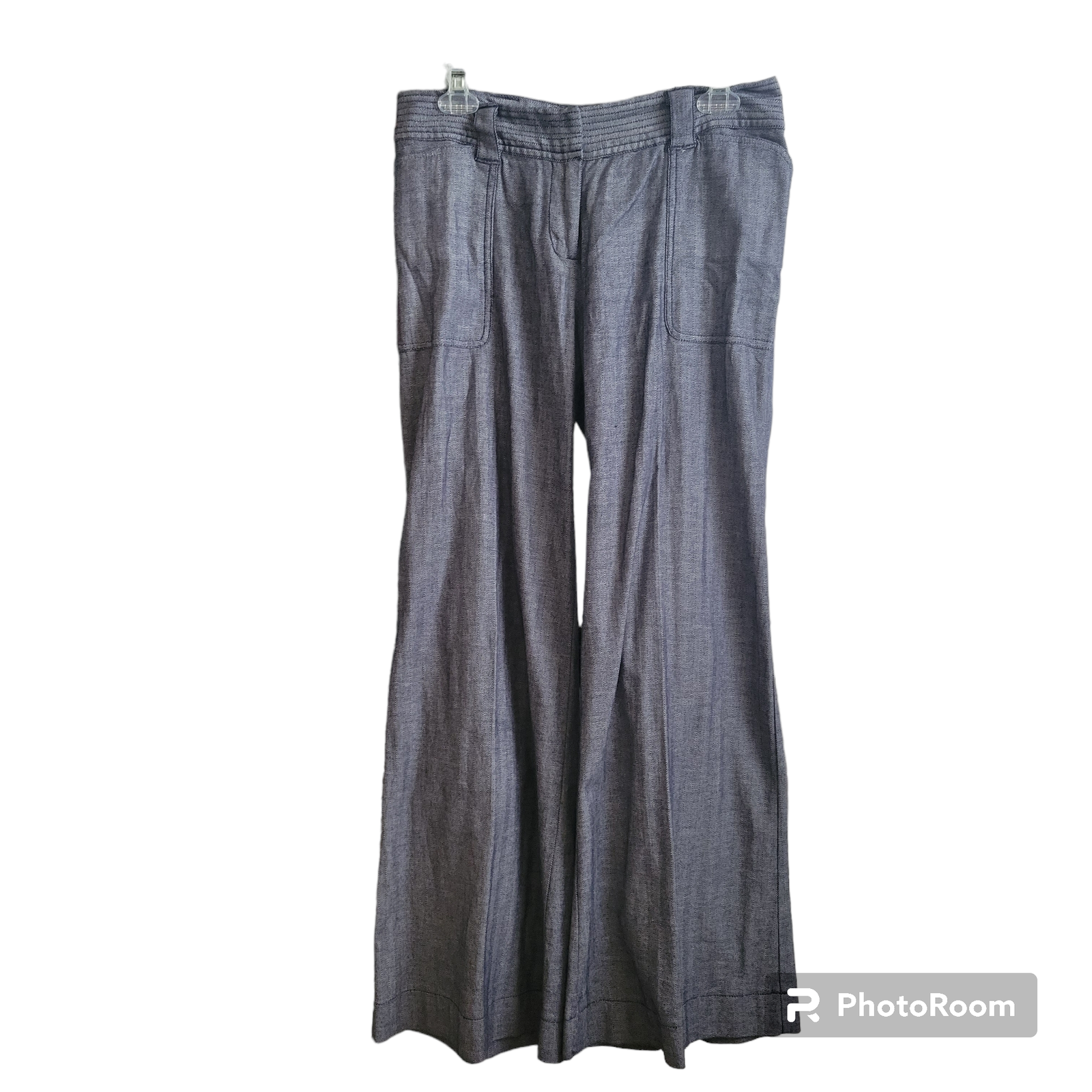 Women's Herringbone Wide Leg Palazzo Pants Size 6 98% Cotton Business Casual