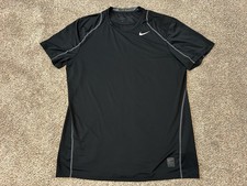 Nike Pro Training Shirt Men XL Black Dri-FIT Fitted Swoosh SS Workout 703104-010