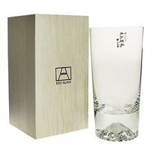 Tajima Glass Mt. Fuji Edo Glass Tumbler with Wooden Box Made in Japan