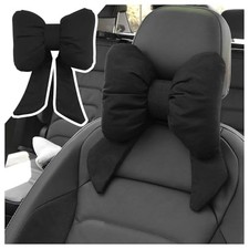 Cute Bow Car Headrest Pillowcomfortable Skin-friendly Car Neck Pillow Black