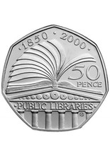 2000 Public Libraries Fifty 50p Pence Coin Collectible Circulated